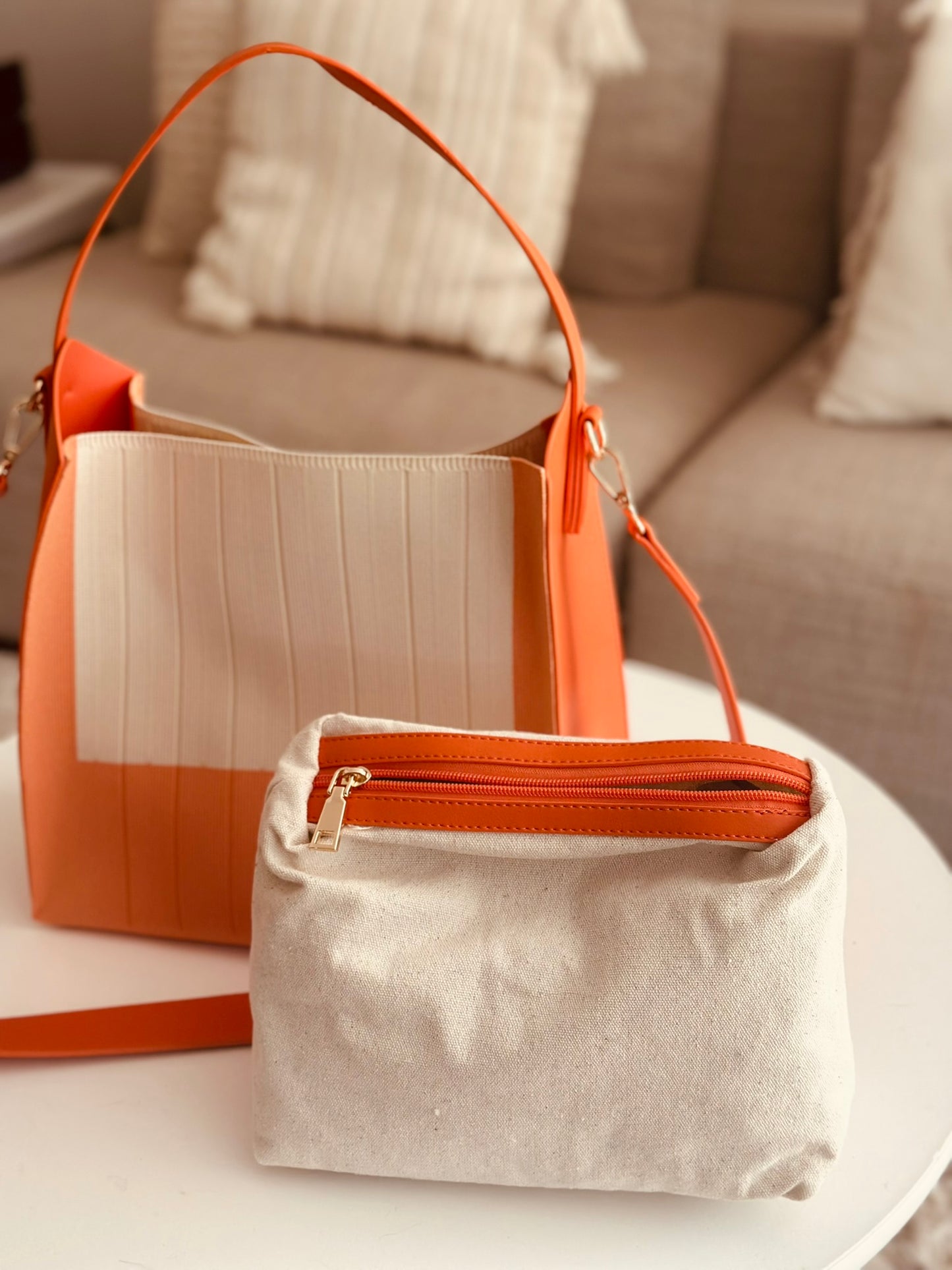 City Bag Orange Beige